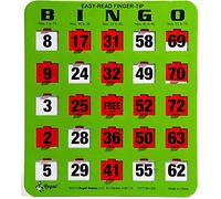 Regal Games - Cartes de bingo Shutter Slide - 20,3 x 22,9 cm - Papier cartonné vert 5 plis - Facile à lire - Fenêtres coulissantes rouges - Lot de 50