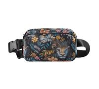 Regal Lions Sac banane à motif floral exotique cool et élégant pour femmes, hommes, adolescents, sac de poitrine multifonction avec sangle réglable pour voyage, gym, travail, lions royaux, flore