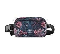 Regal Lions Sac banane tendance pour femme, homme, adolescent, avec sangle réglable pour cyclisme, randonnée, gym, lions royaux, flore exotique, pêche, taille unique, Regal Lions Exotic Flora Peach,