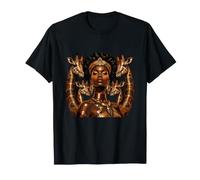 Regal Mélanine Noire Reine avec Girafes Sacrées T-Shirt