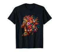 Regal Mélanine Reine Africaine avec Couronne Florale T-Shirt