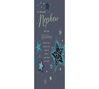 Regal Publishing Carte d'anniversaire moderne pour neveu, noir, vert, bleu, 22,9 x 15,2 cm