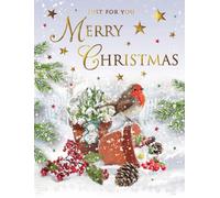 Regal Publishing Carte de Noël ouverte Just for you Motif rouge-gorge 20,3 x 15,2 cm