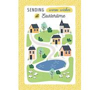 Regal Publishing Carte de Pâques Motif village ouvert 17,8 x 12,7 cm