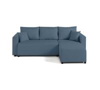 Regala - canapé d'angle réversible - 4 places - convertible avec coffre - en tissu - Bleu Ardoise