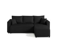 Regala - canapé d'angle réversible - 4 places - convertible avec coffre - en tissu - Noir