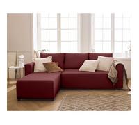 Regala - canapé d'angle réversible - 4 places - convertible avec coffre - en tissu - Rouge