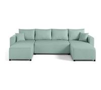 Regala - canapé panoramique - 7 places - convertible avec coffre - en tissu - Bleu ciel