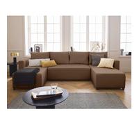 Regala - canapé panoramique - 7 places - convertible avec coffre - en tissu - Marron