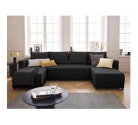 Regala - canapé panoramique - 7 places - convertible avec coffre - en tissu - Noir