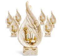 Regalami Lot de 6 bonbonnières pour confirmation avec deux ailes en poudre de pierre recomposée, 18 cm, symbole de l'esprit saint avec mitre, pastorale et colombe, idée cadeau et souvenir pour