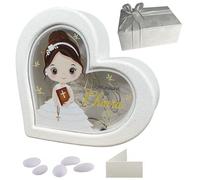 Regalami. Shop Bonbonnière lampe de communion pour fille personnalisable 9,5 x 10 cm avec boîte, confits, ruban et carte personnalisée (communion pour fille)