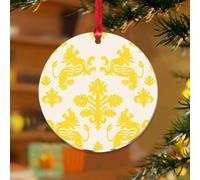 Regalia Kylin Décoration de Noël en acrylique 7,6 cm Jaune 2025 Décoration de Noël unique Dragon chinois gris rouge souvenir disque transparent étiquette nom