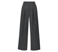 RegaliaKun Pantalon Palazzo taille haute décontracté à jambes larges boutonnées pour le travail, le bureau, les affaires, les poches, gris foncé, S