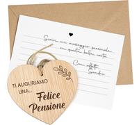 Regalo E Per Pensione, Biglietto Di Buona Pensione In Legno. Biglietto Di Pensionamento Con Ciondolo Dediche Da Colleghi Capo Amici Insegnanti Pensionato