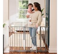 Regalo Easy Step Barrière pour bébé extra large de 124 cm, platine, comprend un kit d'extension de 10 cm et 30,5 cm, 4 kits de montage à pression et 4 kits de montage mural, convient pour 73,7 cm à