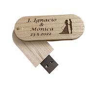 Regalo Grabado - Clé USB 3.0 personnalisable en bois naturel avec gravure de texte ou logo pour professeur, mariage, anniversaire