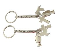 regalo grabado Porte-clés pour communion avec perles personnalisées avec texte, Métal, taille unique. Pack 25 unités