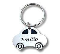 regalo grabado - Porte-clés voiture personnalisé | Gravure Imborrable sur 1 ou 2 faces | Porte-clés voiture avec prénom | Métal | Présentation dans un sachet en suédine, Métal, Taille Unique