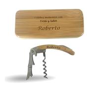 regalo grabado Tire-bouchon professionnel personnalisé | Bambou naturel | Tire-bouchon personnalisé et boîte également | Étui écologique en bambou | Cadeau d'anniversaire, père, événement