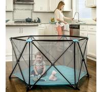 Regalo My Portable Play Yard Intérieur et extérieur, lavable, turquoise, 6 panneaux, 122 cm (lot de 1)