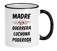 Regalo Para El Dia De Las Madres En Español. Maman Guerrera Luchona Poderosa Tasse À Café Impression Tasses Céramique Tasse Pour Thé Eau Petit Déjeuner 330Ml