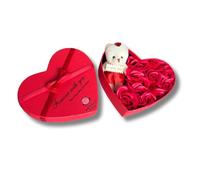 Regalo Rosa Coffret cadeau luxueux en forme de cœur avec roses éternelles et ours en peluche - Cadeau pour femme, petite amie, cheveux - Romantique pour la Saint-Valentin, Noël et mariage