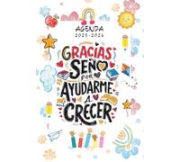 regalo seño primaria: Agenda Semana vista , 12 meses , gracias maestra infantil guardería fin curso