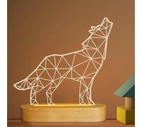 Regalos de lobos, ilusión óptica 3D Lámpara de lobo Animal Luz de noche LED para niños Niños Hombres Decoración de dormitorio, Alimentación USB Lámparas de mesa de color blanco cálido