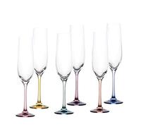 REGALOS LLUNA Lot de 6 verres à champagne modèle SPECTRUM 24 cm. Verre couleurs 19 cl. Transparent, couleurs variées