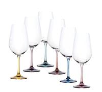 REGALOS LLUNA Lot de 6 verres à vin modèle SPECTRUM 25 cm. Verre couleurs 55 cl. Transparents, couleurs variées
