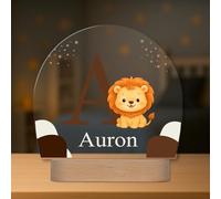 Regalos Maya Lampe Enfant Personnalisée avec Prénom et Initiale - Veilleuse LED - Cadeau Original pour Bébé, Baptême ou Anniversaire (Lion)