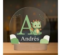 Regalos Maya Lampe Enfant Personnalisée avec Prénom et Initiale - Veilleuse LED - Cadeau Original pour Bébé, Baptême ou Anniversaire (Dinosaure)