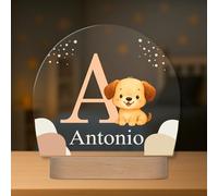 Regalos Maya Lampe Enfant Personnalisée avec Prénom et Initiale - Veilleuse LED - Cadeau Original pour Bébé, Baptême ou Anniversaire (Chien)
