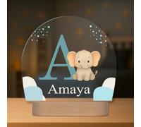 Regalos Maya Lampe Enfant Personnalisée avec Prénom et Initiale - Veilleuse LED - Cadeau Original pour Bébé, Baptême ou Anniversaire (Éléphant)