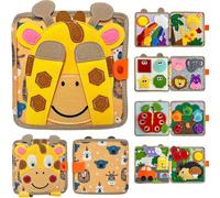 REGAPOG Busy Board Montessori Livre en Feutrine - Jouet Éducatif Bébé et Tout-Petit, Livre Sensoriel d’Éveil avec Activités Motricité Fine, Jouet d’Apprentissage pour Fille et Garçon (A)