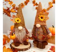 REGAPOG Décoration d'automne GNOME, Lot de 2 Décorations en Peluche avec Feuille d'Érable et Citrouille, pour l'Automne et Noël - Parfaites pour Suspendre sur Le Sapin ou en Décoration Intérieure (A)