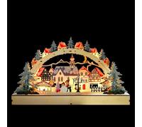 REGAPOG Decoration Noel Village De Noel en Bois，éClairage De NoëL 3D，Arche Lumineux Noel，à Piles, Blanc, Style Traditionnel, ScèNe De Village De NoëL (A)