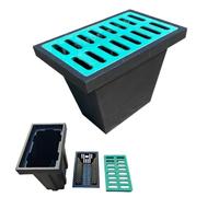 Regard de drainage carré, grand regard de drainage avec panier à débris et grille, sans trou pré-percé, capacité de charge 300 kg, pour cour, jardin, descente pluviale, pelouse(L75xW45xH100cm)