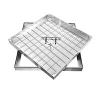 Regard de visite en aluminium 600 x 600 x 60 mm, encastré avec cadre, carré A15, carrossable, invisible, pour l'intérieur et l'extérieur