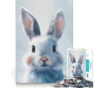 Regard du Lièvre d'hiver Puzzle de 1000 pièces pour Adolescents Jeu Stimulant Le Cerveau Emboîtement précis sans espaces Activité relaxante en Groupe à l'intérieur (50x75cm)
