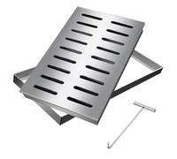 Regard Eau Pluviale Robuste en Acier Inoxydable 304, Plaque Egout Antidérapante pour Jardin, Garage, Allée, Couvercle Regard Carrée pour Cour, Blocage Des Débris(40x40x3x0.3cm/16x16x1.2x0.12in)