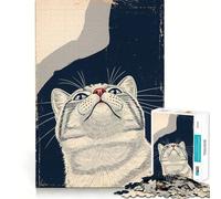 Regard vers Le Haut︰ Le Point de Vue d'un Chat Puzzle 1000 pièces Jeu de Construction Concentration Assemblage sûr et Solide Jouet de Divertissement d'intérieur pour Les Vacances (38x26cm)