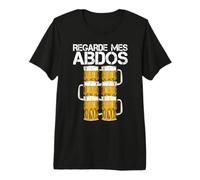 Regarde Mes Abdos Bière Humour Drole de Cadeau Papá Papy T-Shirt Haut de Gamme
