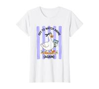 Regarder Anime Silly Goose Stripes T-Shirt Graphique avec Valeur, Femme, Blanc, L