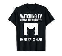 Regarder la télévision Autour de la Silhouette de ma tête de Chat drôle T-Shirt