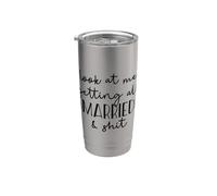 Regardez-moi me marier et tout ça, Funny Bride Groom Meme Gobelet isotherme en acier inoxydable double paroi