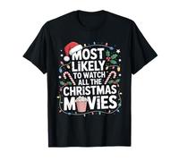 Regardez Probablement Tous Les Films de Noël Popcorn Family T-Shirt