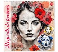 Regards de femmes (Calendrier mural carré 2026 30x30 cm) Calendrier double avec une page pour vos prises de notes: Découvrez notre magnifique ... dans un style unique de collage de papier.