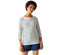 Regatta Bayletta II T-shirt à manches 3/4 pour femme, Blanc/bleu marine à rayures, 48